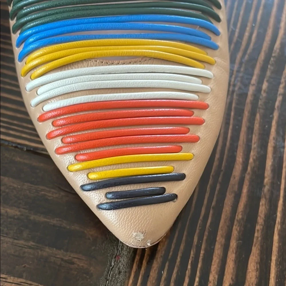 Tory Burch Siena Multicolor Leather Flat Pointy Mules